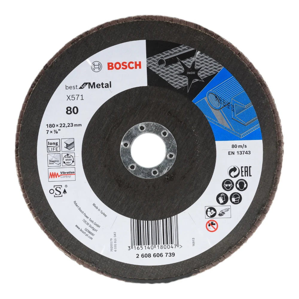 Bosch հղկող սկավառակ  մետաղի 180 mm, Grit 80