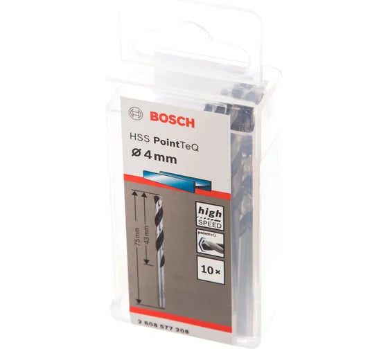 Bosch  HSS PointTeQ Twist Drill Bit for Metal 4.0x43x75 mm
