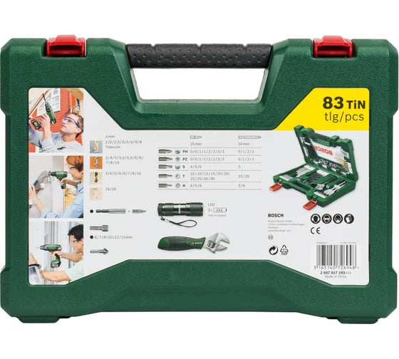 Bosch V-Line 83-Piece Drill and Screwdriver Bit Set with LED Torch (2607017193)