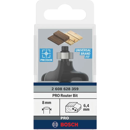 Bosch  ֆրեզ  8 mm, R1 6.35 mm, D 38 mm, L 15.7 mm, G 57 mm