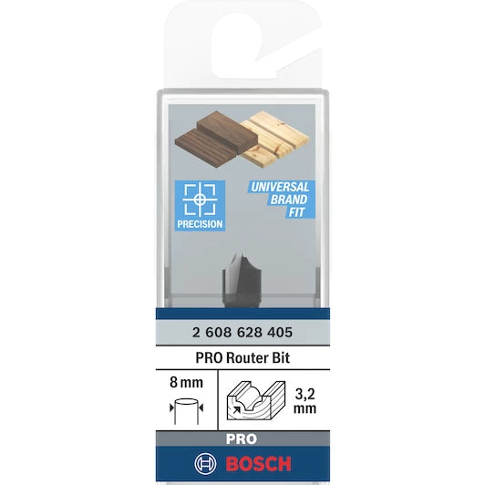 BOSCH  quadrant profile cutter 8 mm, R1 3.2 mm, D 9.5 mm, L 10.2 mm, G 41 mm