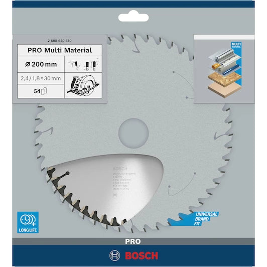 BOSCH circular saw blade Multi Material, 200 x 30 x 2.4 mm, 54T